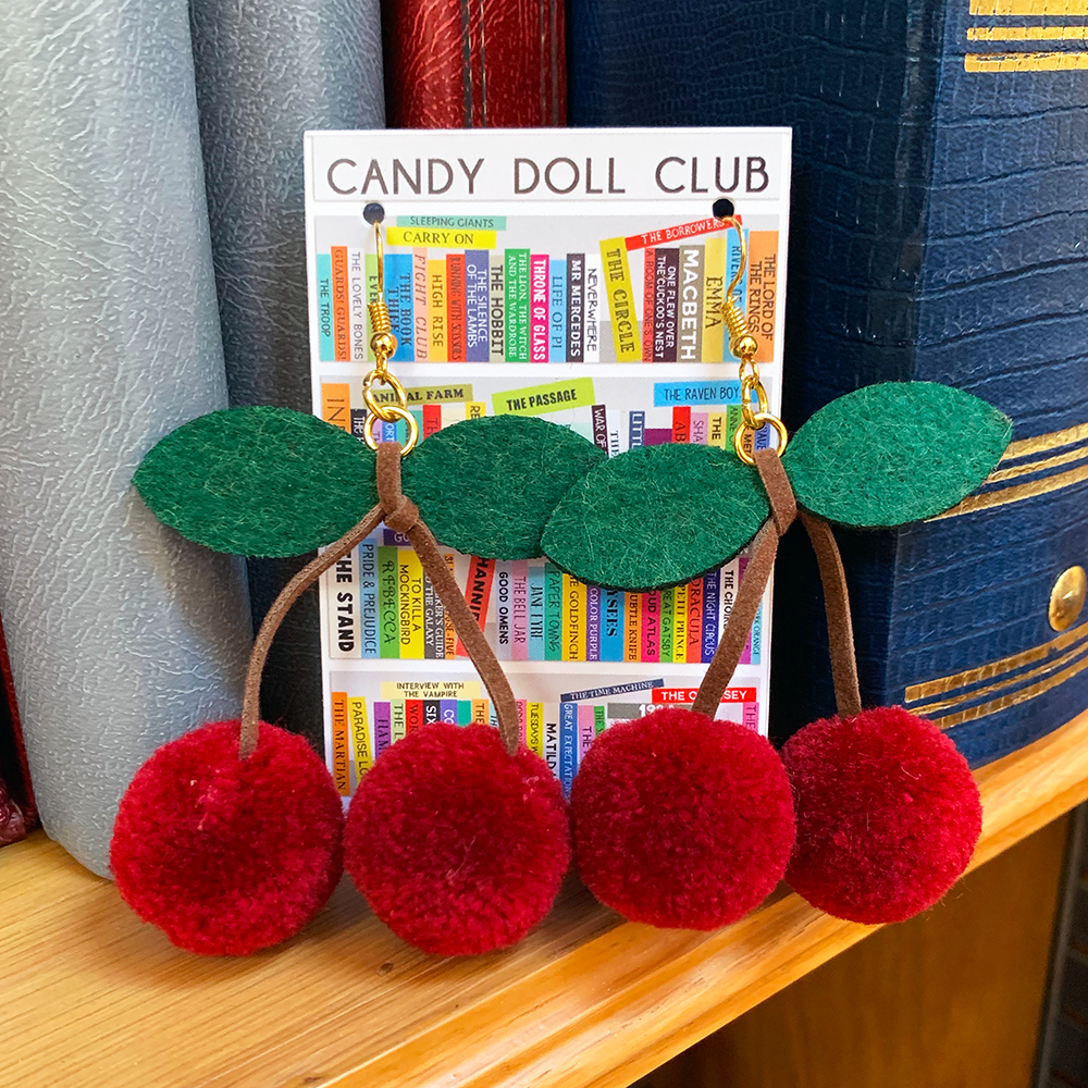 Cherry pom pom earrings deals